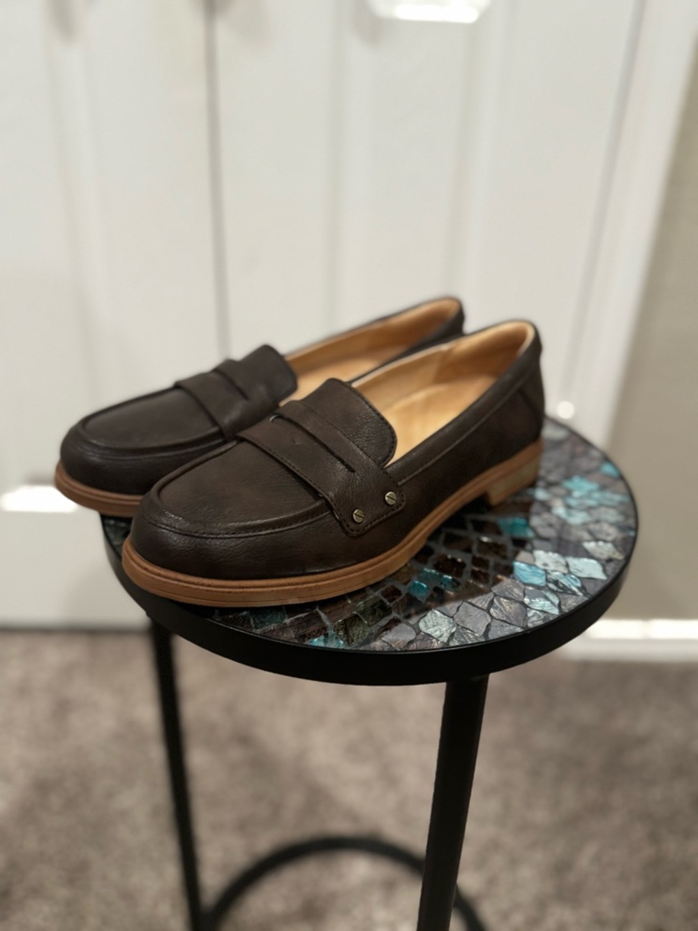 Dr. Scholl's Dark Brown Leather Women's Loafers - Picture 4 of 7
